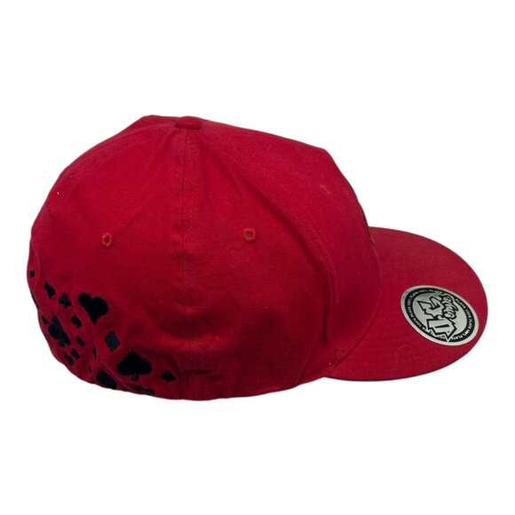 Playa Red Hip Hop BaseBall Cap Hat Ace Of Spades Black Visere Flat Man New - Picture 3 of 5